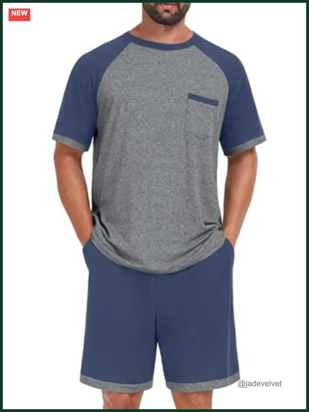 Men's Pajama Set Lightweight Summer Sleepwear Short Sleeve Loungewear with